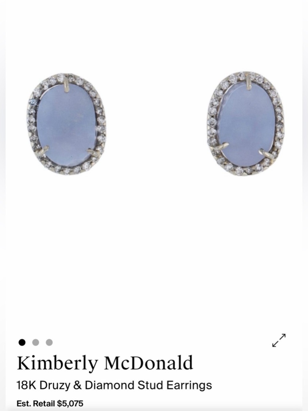 Kimberly McDonald $6000 18k Lavender Druzy & Diamond Stud Earrings